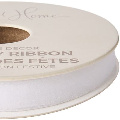 Velvet Holiday Ribbon 15 ft - White
