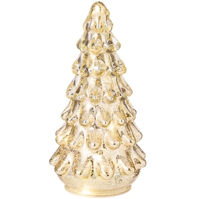 Light Up Tiered Glass Tree Decoration - 8 in