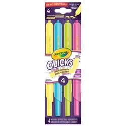 Clicks Retractable Highlighters, 4 Count