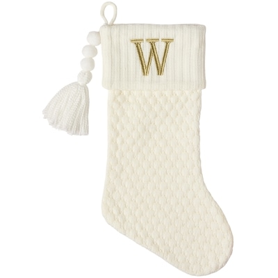 Life at Home Bas des Fêtes en tricot ivoire avec monogramme – lettre W 1 ea, 15,00 $/1ch