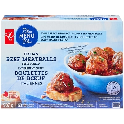 PC Menu Bleu Boulettes de bœuf à l'italienne entièrement cuites 907 g, 2,76 $/100g