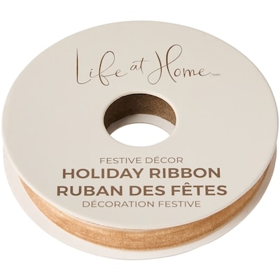 Life at Home Velvet Holiday Ribbon 15 ft - Tan 1 ea, $3.00/1ea