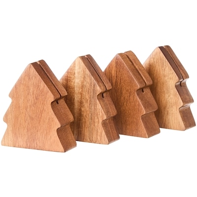 Supports pour marque-places, arbres en bois, ensemble de 4