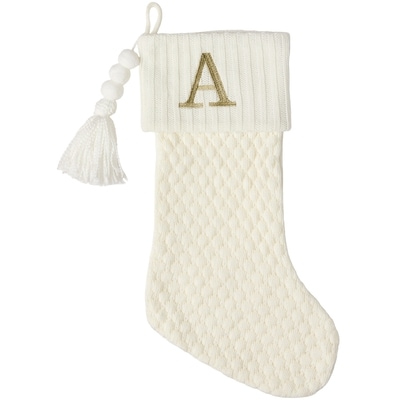 Life at Home Bas des Fêtes en tricot ivoire avec monogramme – lettre A 1 ea, 15,00 $/1ch