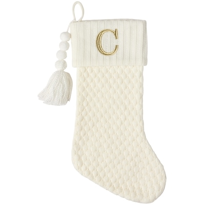 Life at Home Bas des Fêtes en tricot ivoire avec monogramme – lettre C 1 ea, 15,00 $/1ch