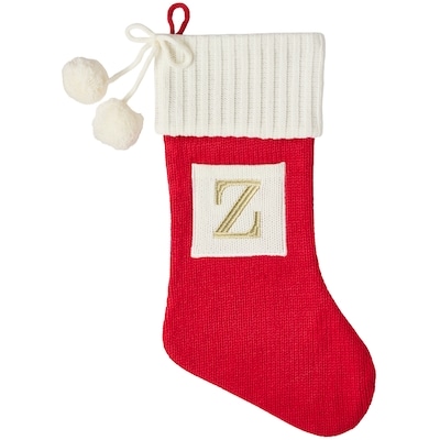 Life at Home Bas des Fêtes en tricot rouge avec monogramme – lettre Z 1 ea, 15,00 $/1ch