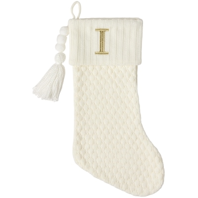 Life at Home Bas des Fêtes en tricot ivoire avec monogramme – lettre I 1 ea, 15,00 $/1ch