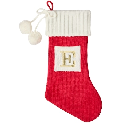 Life at Home Bas des Fêtes en tricot rouge avec monogramme – lettre E 1 ea, 15,00 $/1ch