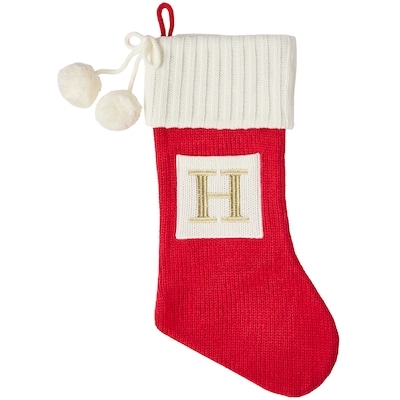 Life at Home Bas des Fêtes en tricot rouge avec monogramme – lettre H 1 ea, 15,00 $/1ch