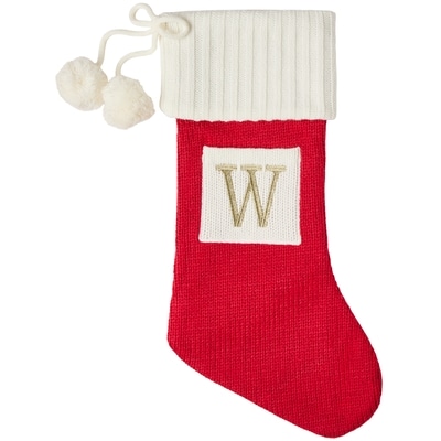 Life at Home Bas des Fêtes en tricot rouge avec monogramme – lettre W 1 ea, 15,00 $/1ch