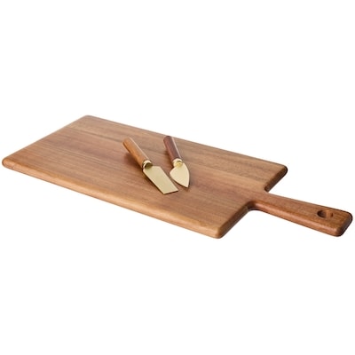 Acacia Serving Board with Cheese Knives