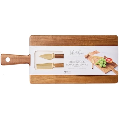 Life at Home Planche de service en acacia avec couteaux à fromage 1 ea, 25,00 $/1ch