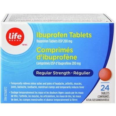 Life Comprimés USP d’ibuprofène 200 mg, 24 comprimés réguliers 24 ea, 0,17 $/1ch
