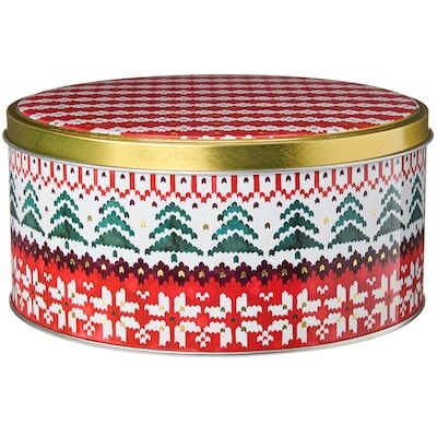 Life at Home Boîte ronde en métal de taille moyenne – joyeux et festif 1 ea, 4,00 $/1ch