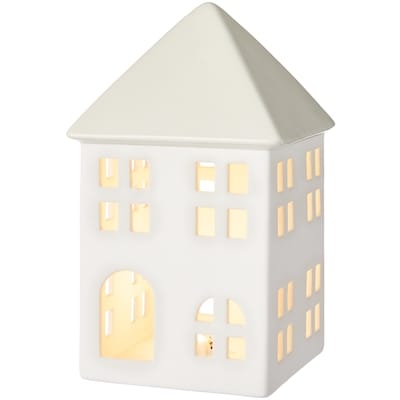 Light Up Ceramic House Decoration 9 in - Warm White