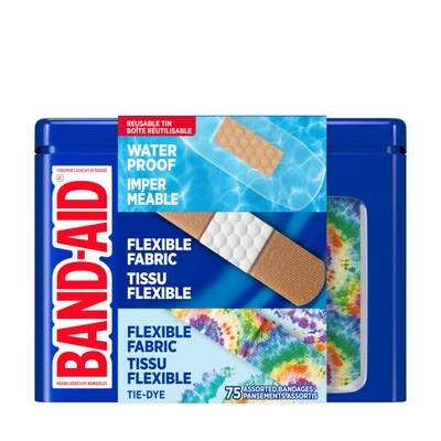 Band-Aid Adhesive Bandages Variety Pack, Assorted Tin 75 ea, $0.31/1ea