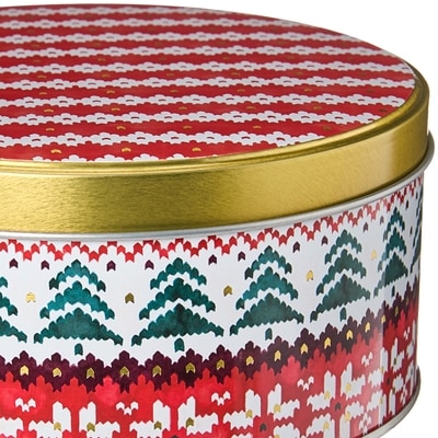Petite boîte ronde en métal – joyeux et festif