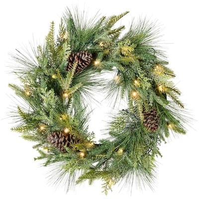 Light Up Frosted Mixed Pine Wreath