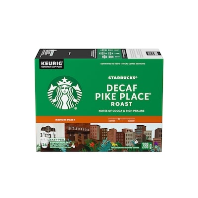 Starbucks Pike Place Decaf Roast Medium Roast Ground Coffee K-Cup Pods Box 288 g, $13.89/100g