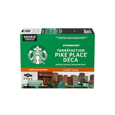 Starbucks Café Moulu Torr. Moyenne Sbux Pike Place Décaf., K-Cup 288 g, 13,89 $/100g