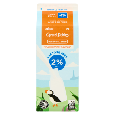 Central Dairies Dairy Product Made With Lactose Free Ultra-Filtered Partly Skimmed Milk 2% M.F. 2 l, $0.36/100ml