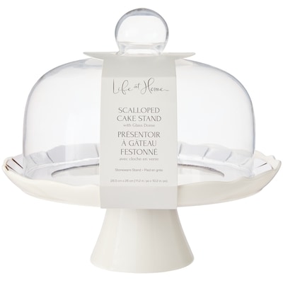 Life at Home Présentoir à gâteaux à motif festonné avec cloche en verre 1 ea, 31,00 $/1ch