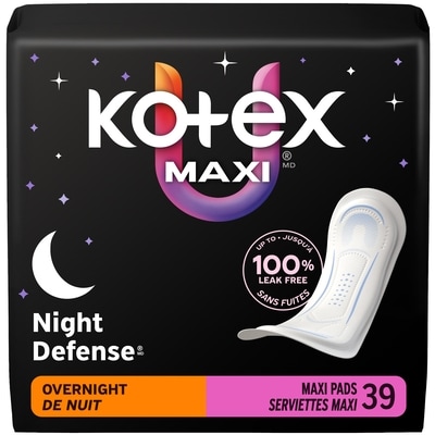 Kotex Overnight Maxi Pads, 39 Count 39 ea, $0.40/1ea