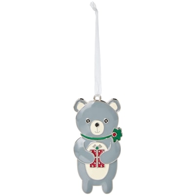Metal Grey Bear Ornament