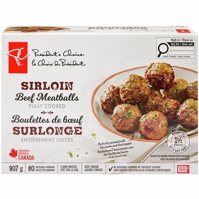 President's Choice Sirloin Beef Meatballs 907 g, $2.43/100g