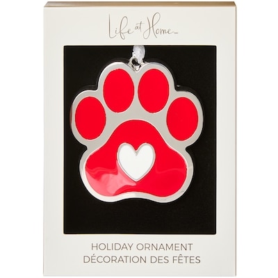 Life at Home Metal Paw Print Ornament - Red 1 ea, $8.00/1ea