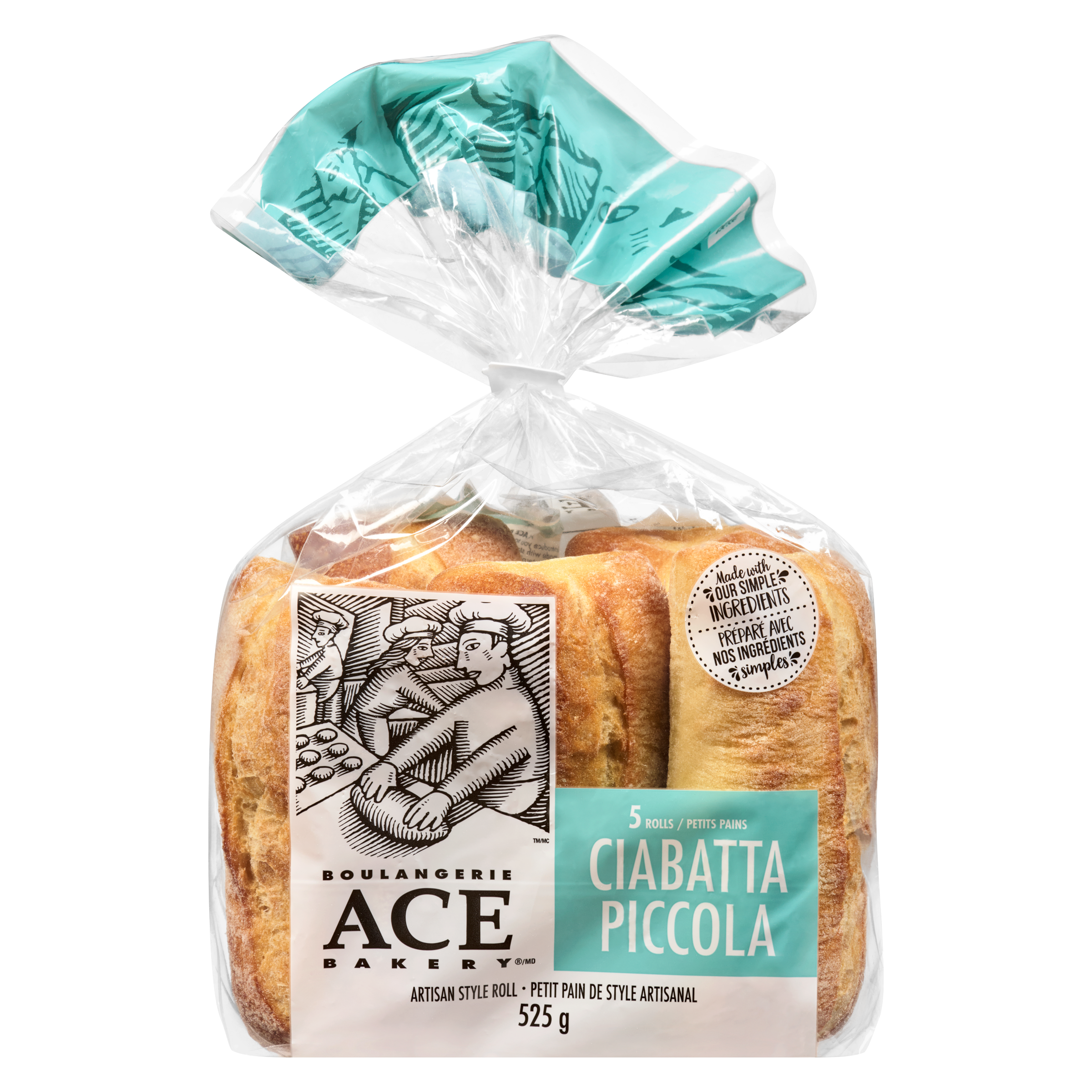 Boulangerie ACE Petit pain de style artisanal ciabatta piccola 525 g, 1,05 $/100g
