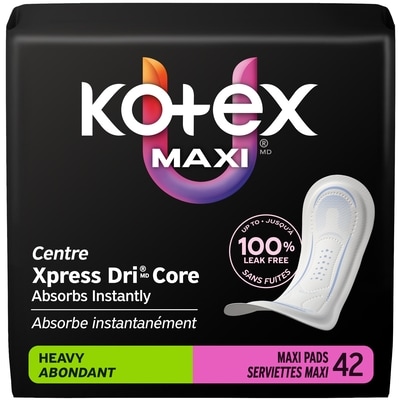 Kotex Maxi Pads, Heavy Absorbency, 42 Count 42 ea, $0.32/1ea