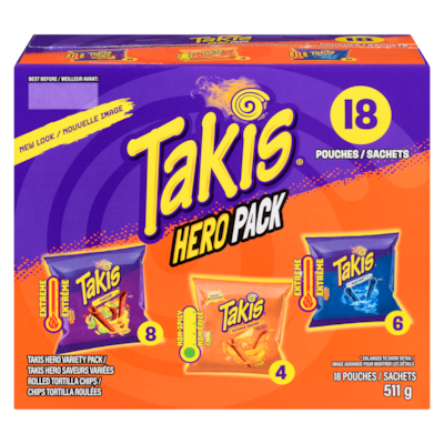Takis Chips tortilla roulées hero saveurs variées 511 g, 2,35 $/100g