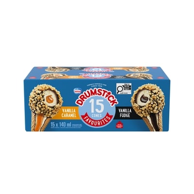 Nestlé Drumstick Vanilla Fudge & Vanilla Caramel Cones, Variety Pack 15x140.0 ml, $0.95/100ml