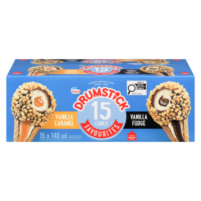 Nestlé Drumstick Vanilla Fudge & Vanilla Caramel Cones, Variety Pack 15x140.0 ml, $0.95/100ml