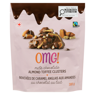 OMG Milk Chocolate Almond Toffee Clusters 300 g, $3.66/100g