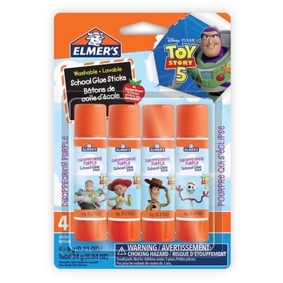 Elmer’s Bâtons de colle violette qui disparaît en séchant, emballage Histoire de jouets 5, 6 g, 4 unités 4 ea, 1,50 $/1ch