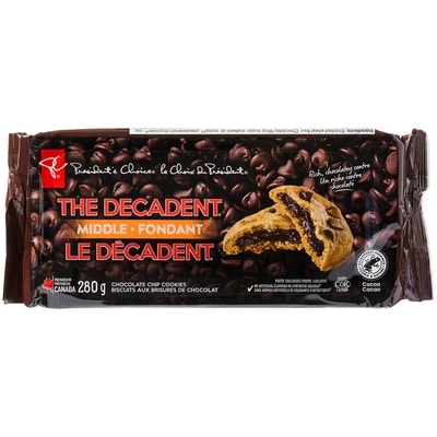 President's Choice The Decadent Chocolate Chip Cookies with Rich Chocolatey Centre 280 g, $1.78/100g