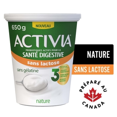 Activia Yogourt probiotiques, sans lactose, nature 650 g, 0,54 $/100g