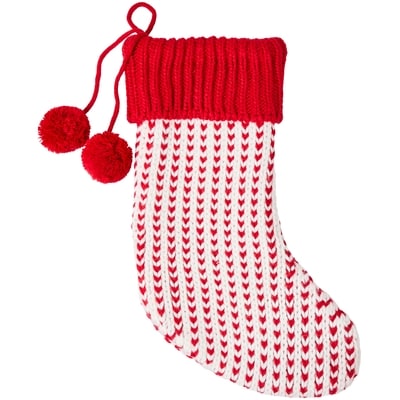 Life at Home Bas de Noël en tricot avec pompons – rouge 1 ea, 19,00 $/1ch