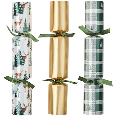 Holiday Crackers 10 in, 12 Pack - Neutral Winterscape