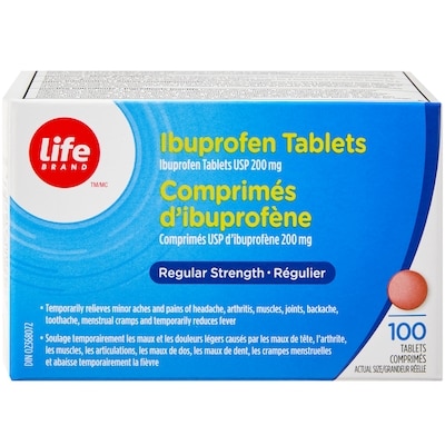 Life Comprimés USP d’ibuprofène 200 mg, 100 comprimés réguliers 100 ea, 0,06 $/1ch