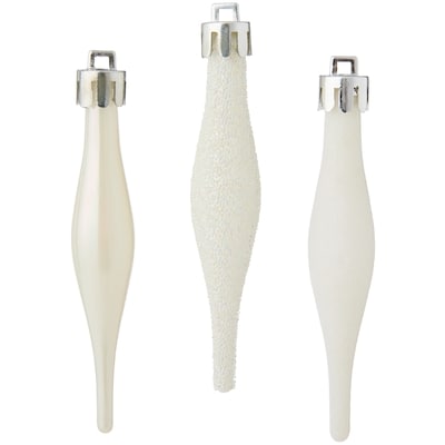 Mini Finial Holiday Ornaments 18 Pack - White