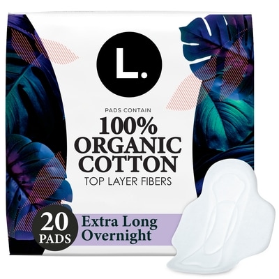 L. Ultra Thin Pads, Organic Cotton Top Layer, Extra Long Overnight, 20 Ct 20 ea, $0.55/1ea