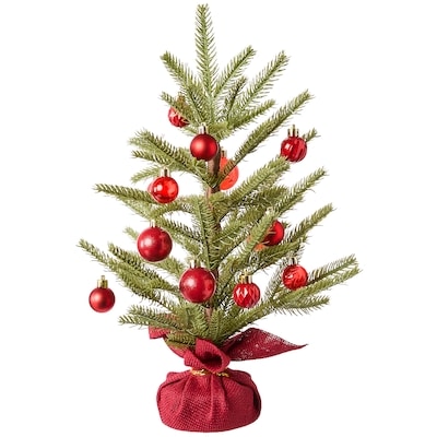 Faux Holiday Tree with Ornaments - Red
