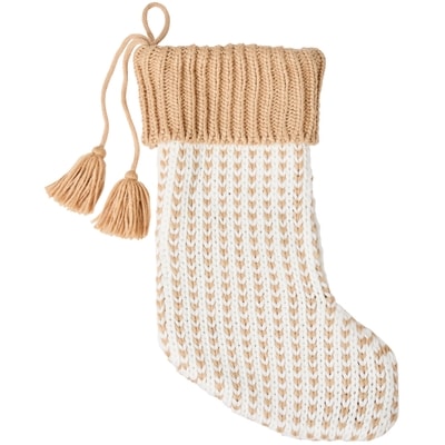 Life at Home Bas de Noël en tricot avec pampille – beige 1 ea, 19,00 $/1ch