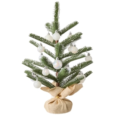 Faux Holiday Tree with Ornaments - White