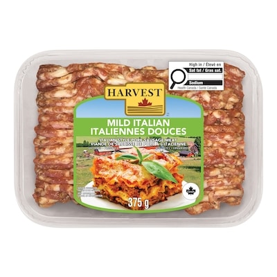 Harvest Saucisse de porc hachée italienne douce 375 g, 1,60 $/100g