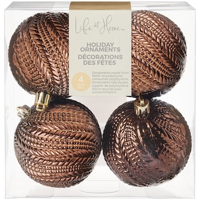Life at Home Knit Texture Holiday Ornaments 4 Pack - Brown 4 ea, $1.75/1ea