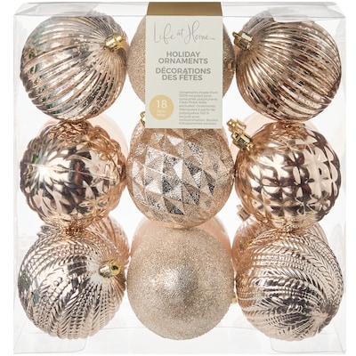 Life at Home Ball Holiday Ornaments 18 Pack - Rose Gold 1 ea, $19.00/1ea
